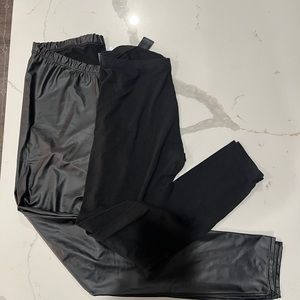 H&M 2 Leggings bundle - 1 cotton 1 faux leather size large great condition